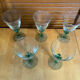 Série 5 verres à pied luminarc verre transparent & vert émeraude vinta
