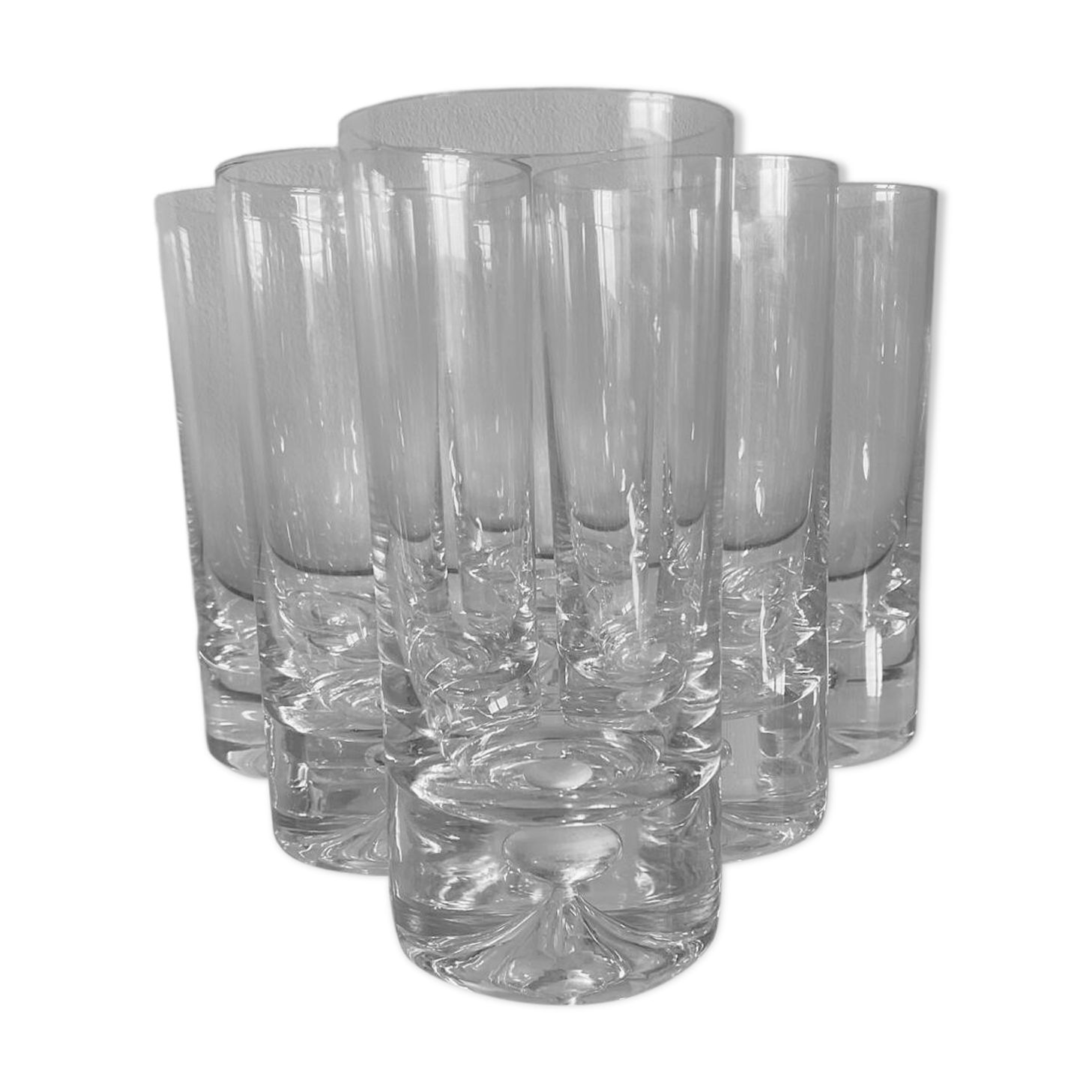 Set of 6 Kosta Boda aperitif glasses with bubbled stem
