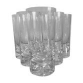 Set of 6 Kosta Boda aperitif glasses with bubbled stem
