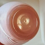 Anchor Hocking Fan Pink Molded Glass Vase Circa 1980