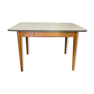 Kitchen table in formica 1960's base wood compass