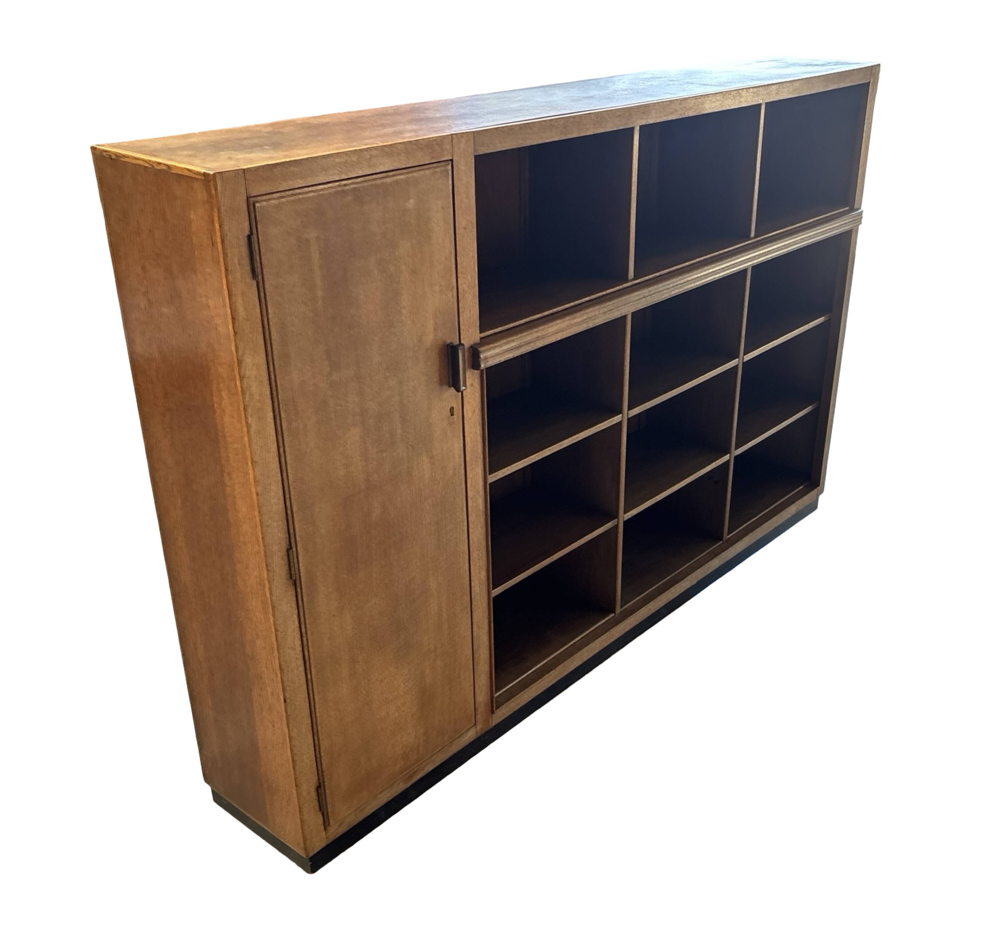 Art Deco XL Wall Cabinet Bookcase 1930s Oak Open Cabinet The Netherlands