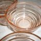 Lot 9 art deco cups in pink transparent glass