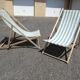 Pair of sun loungers with vintage blue blue stripes