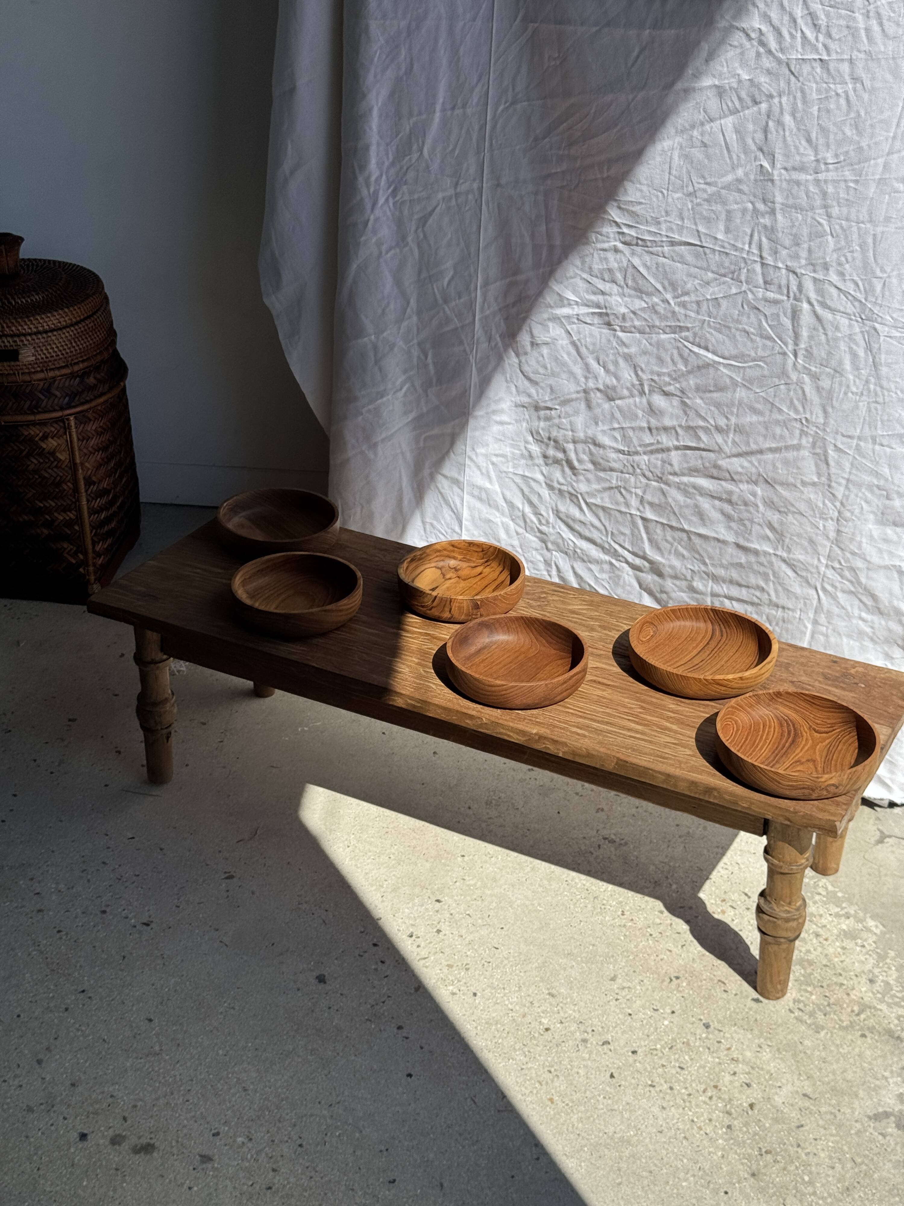 Bowl, cut or presentation plate in monoxyle teak D21 H5
