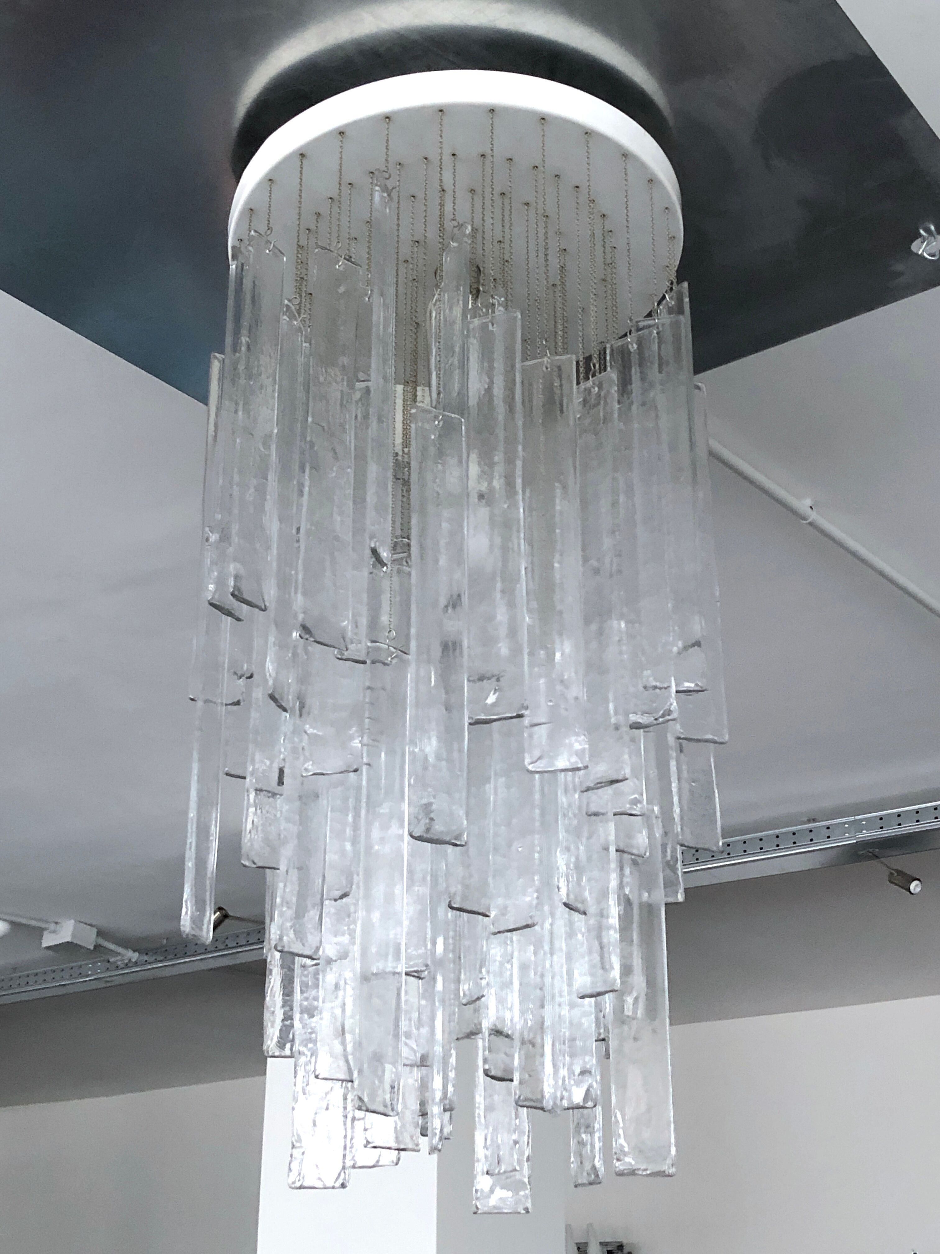 Mazzega, xl vintage clear murano glass elements chandelier from 70s