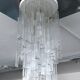 Mazzega, xl vintage clear murano glass elements chandelier from 70s