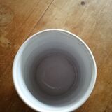 Pot à ustensiles en argile et émaillé blanc avec fleurs roses fait main à la poterie de nemy(85)