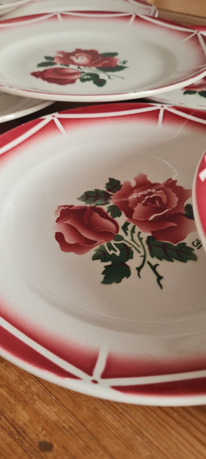 Service of 10 plates in Digoin earthenware