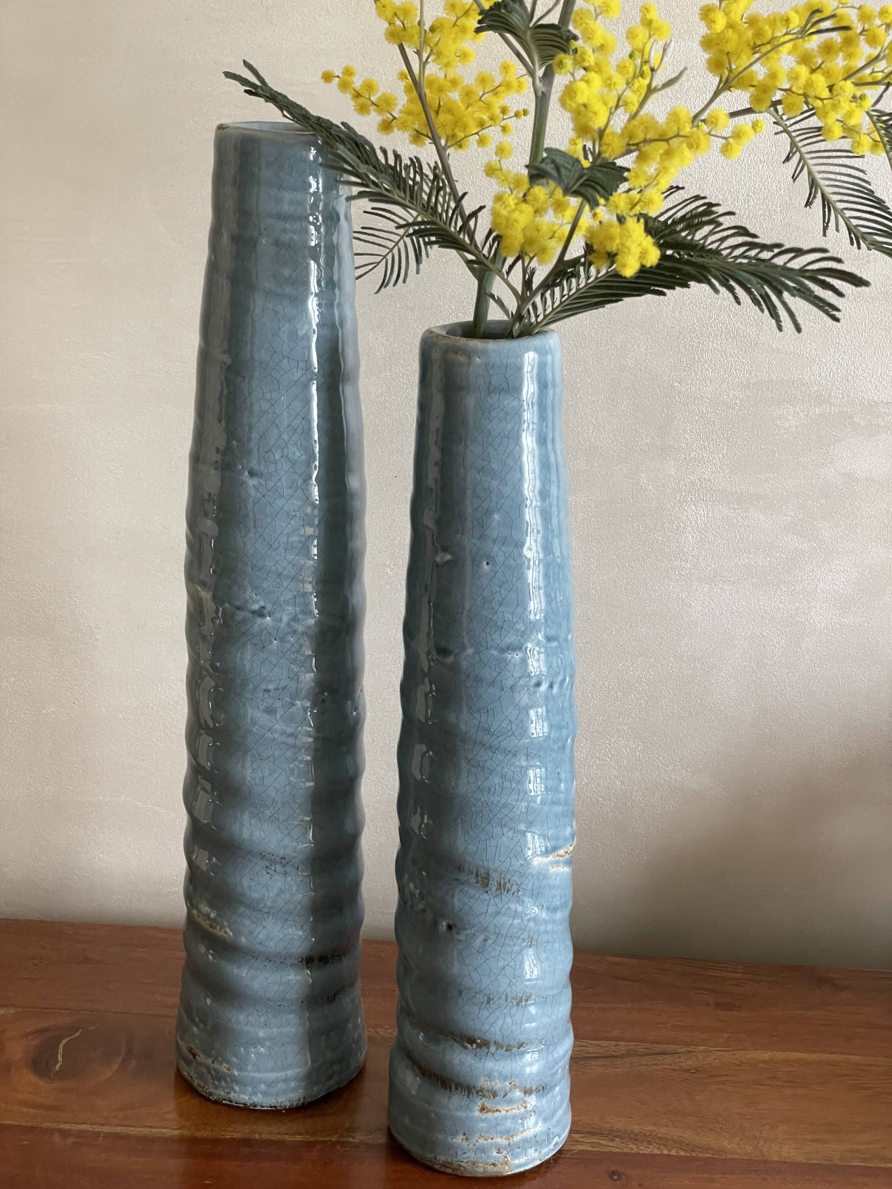 Duo de vases acier et grès