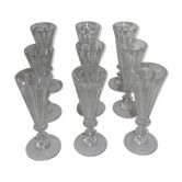 Baccarat 9 flutes a champagne en cristal XIXeme modele d'harcourt