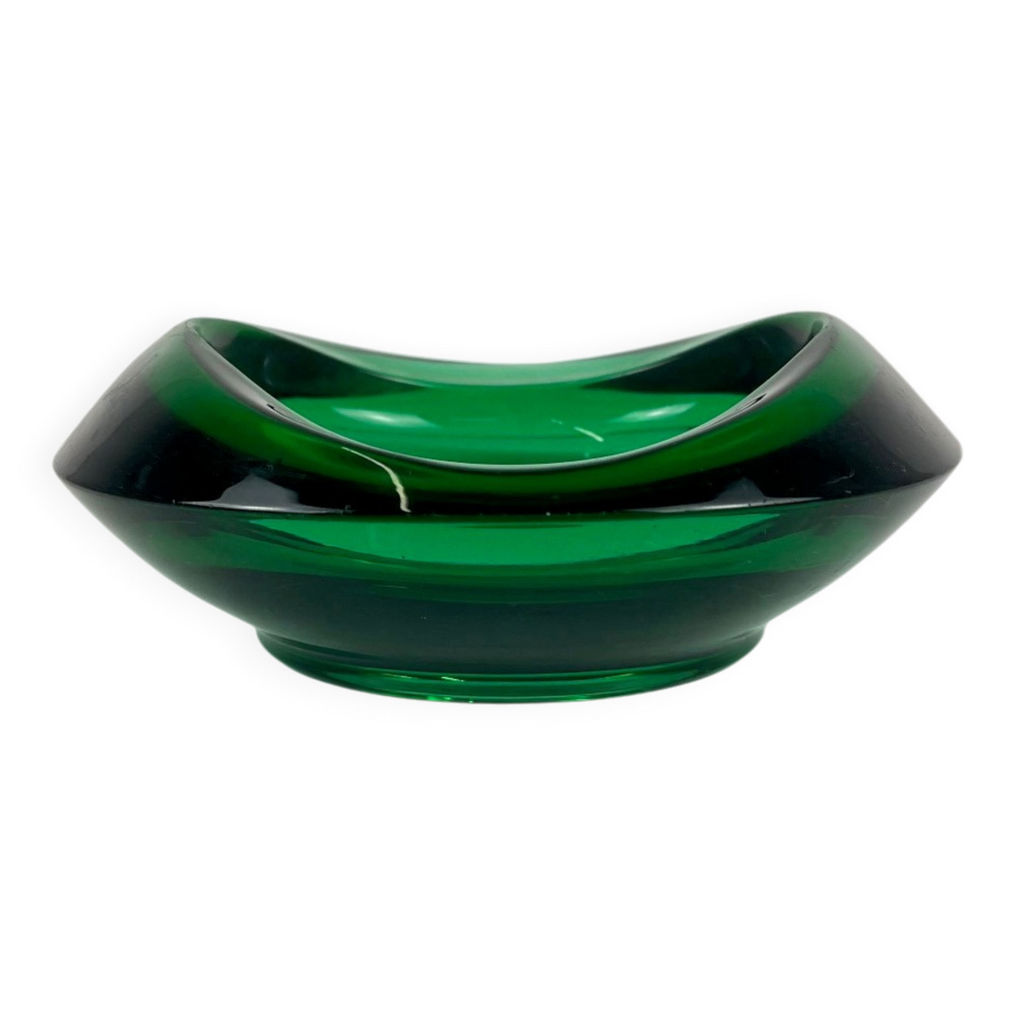 Vide poche / cendrier en verre vert, Tchéquie, 1960