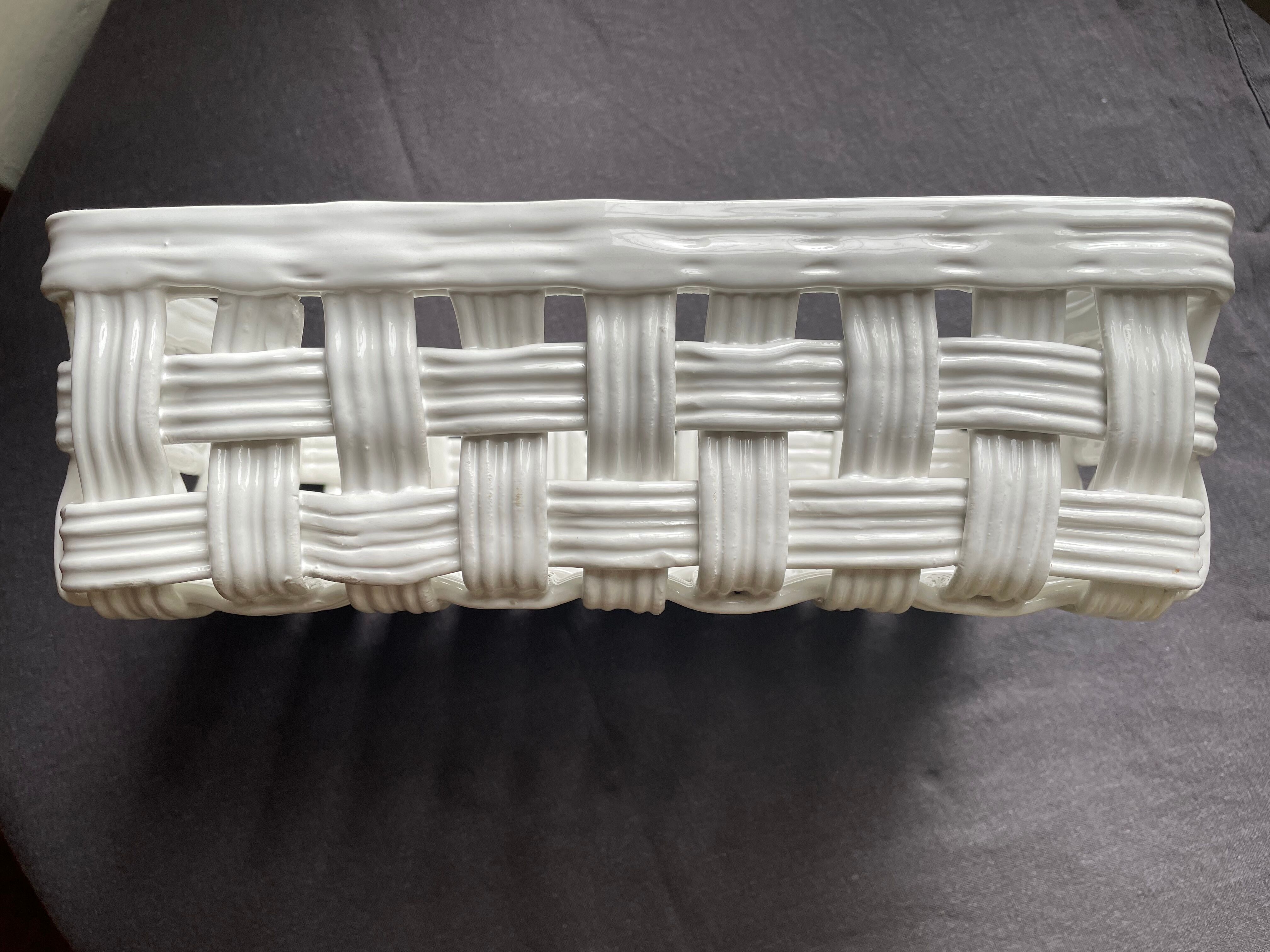 White ceramic basket