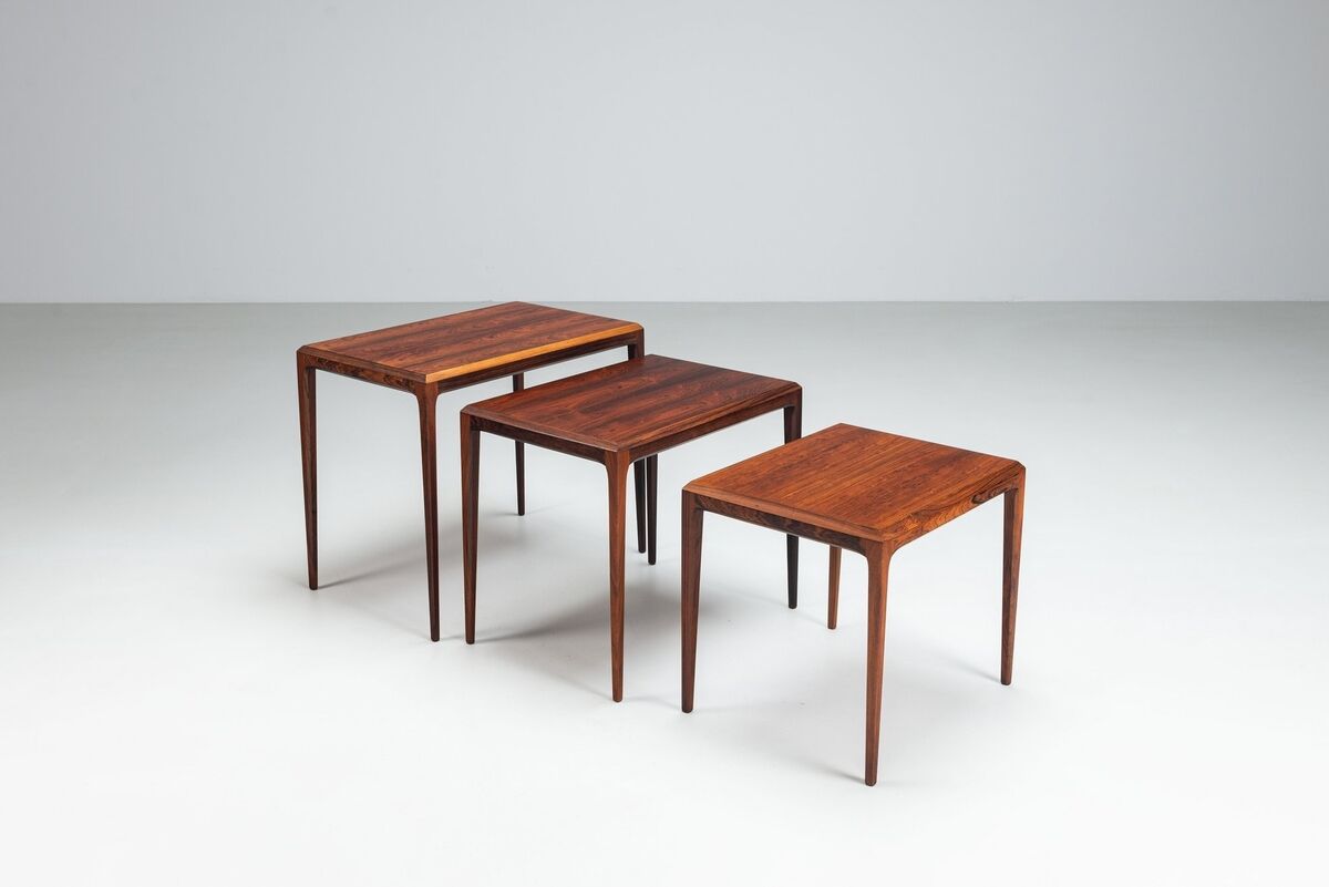 Johannes Andersen set of nesting tables in rosewood Silkeborg Denmark 1960
