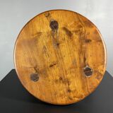 Tabouret de ferme rustique français massif de style brutaliste des années 1950