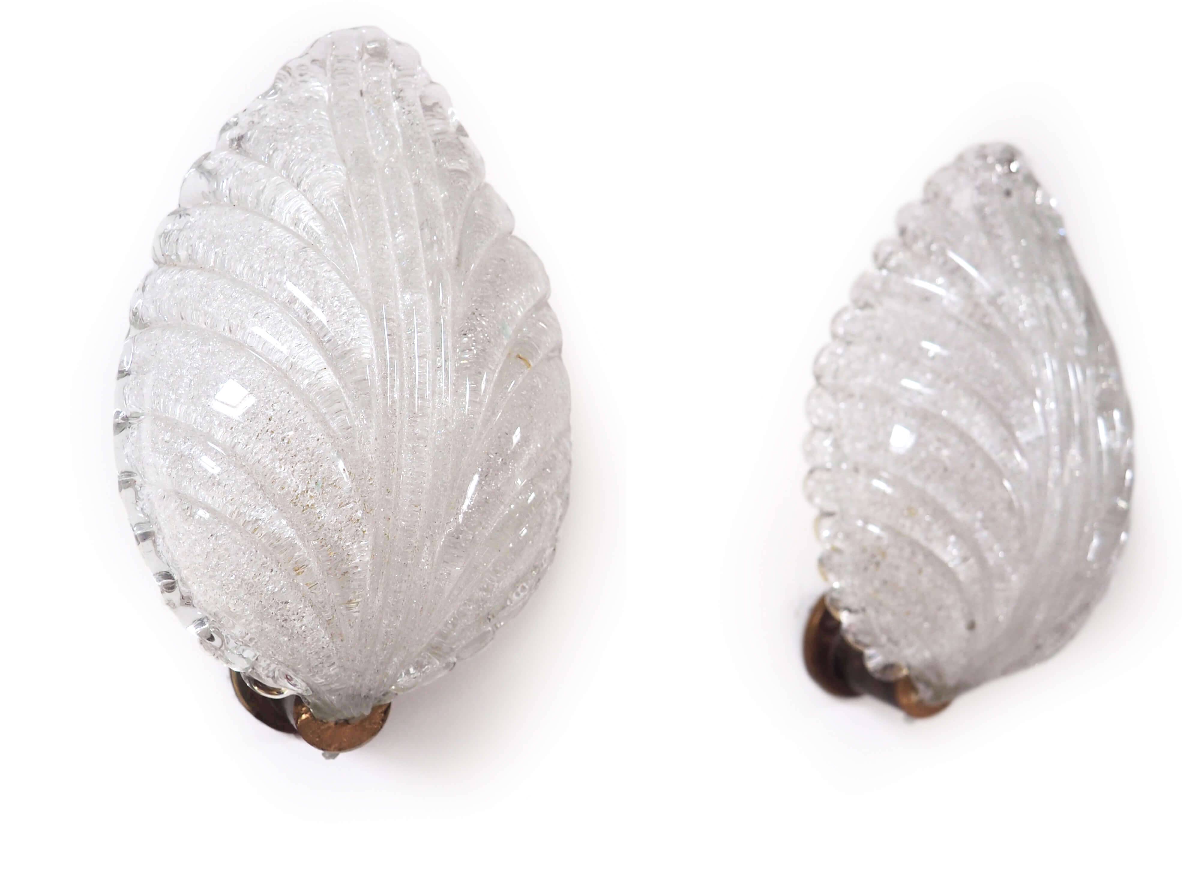 Paire d'appliques feuille Barovier Murano