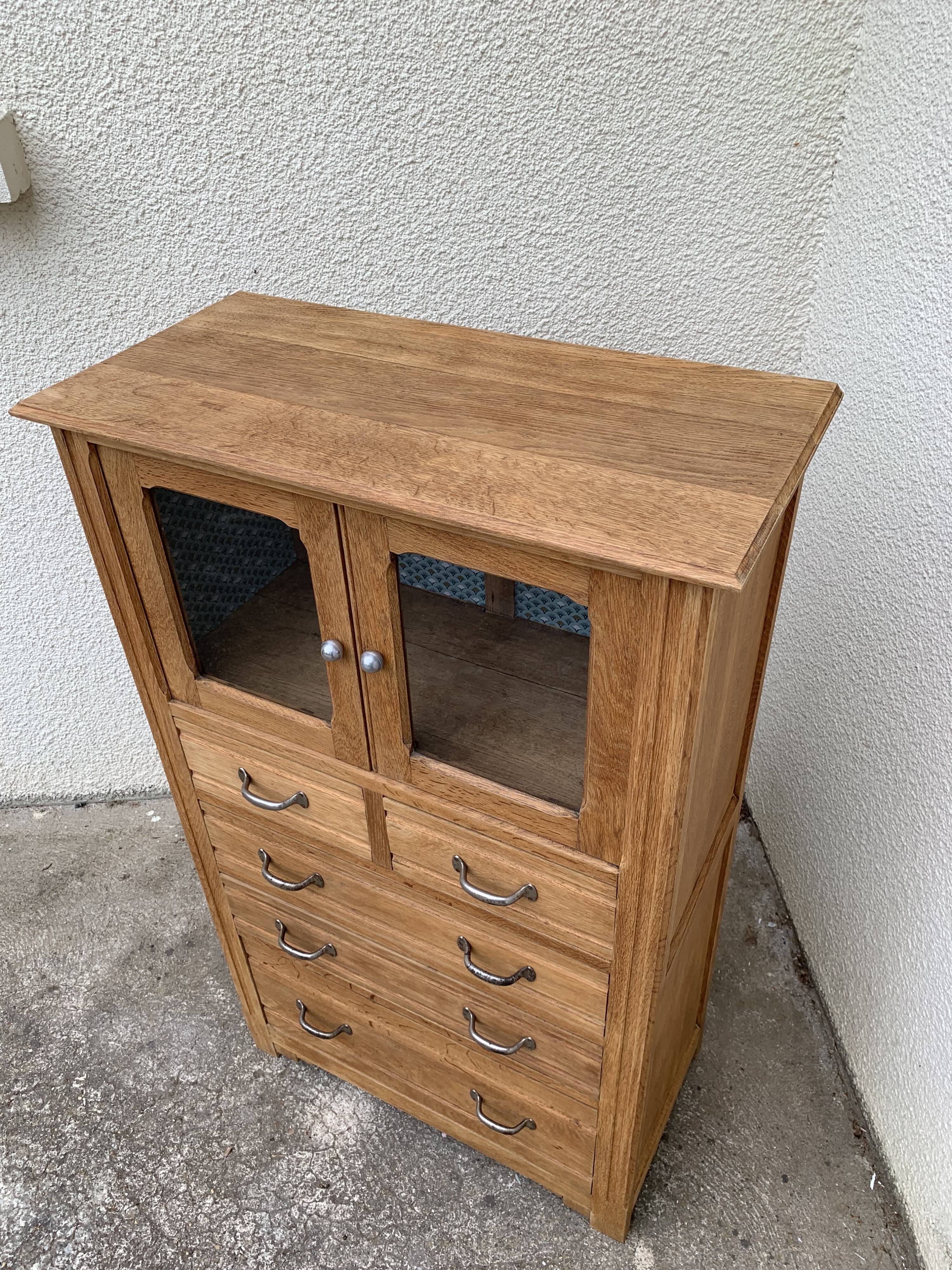 Buffet parisien vitré 1920 bois brut massif