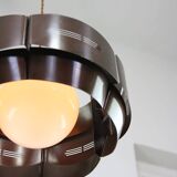Vintage Italian Metal and Opaline Glass Pendant Lamp, 70s