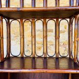 Vintage two-tier bamboo and rattan shelf with storage, Circa 1960
