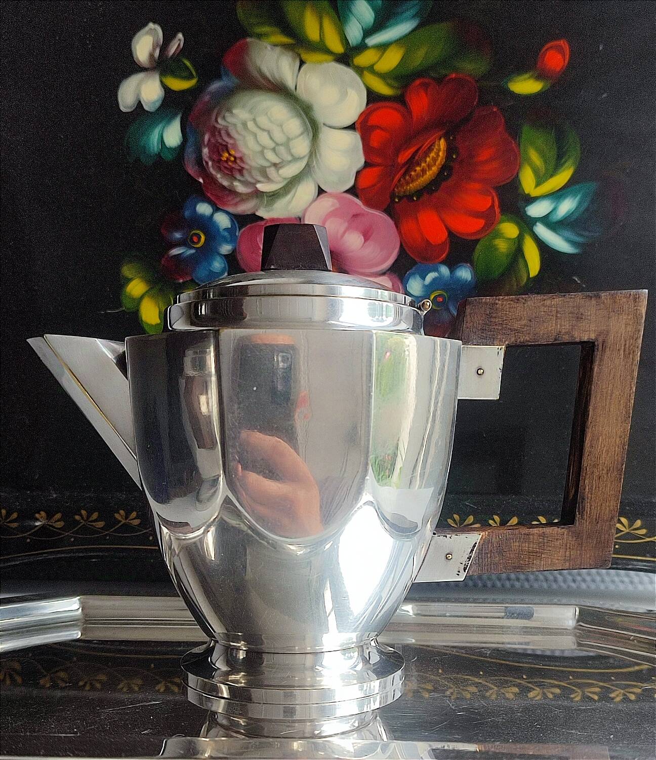 Service à café en métal argenté époque Art Déco