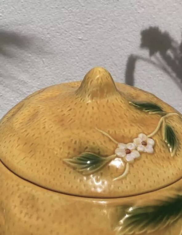 Ceramic lemon slip candy jar