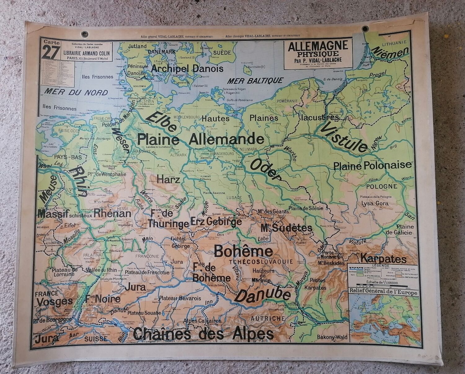 Old Vidal Lablache school map of Germany n°27.