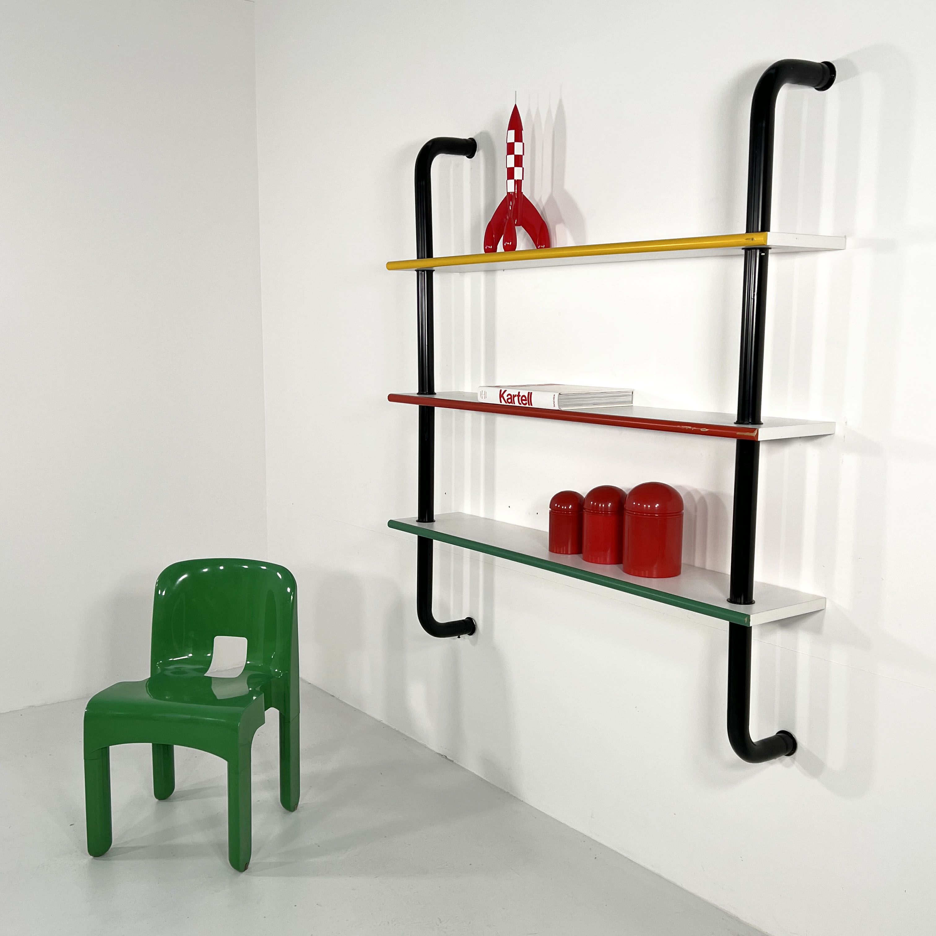 Multicolored tubular wall shelf, 1980