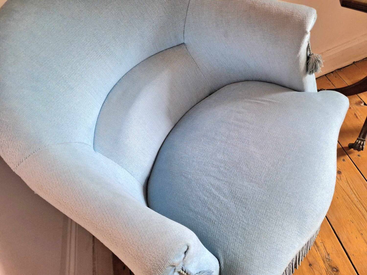 Fauteuil crapaud vintage, meuble siège Napoleon III ancien