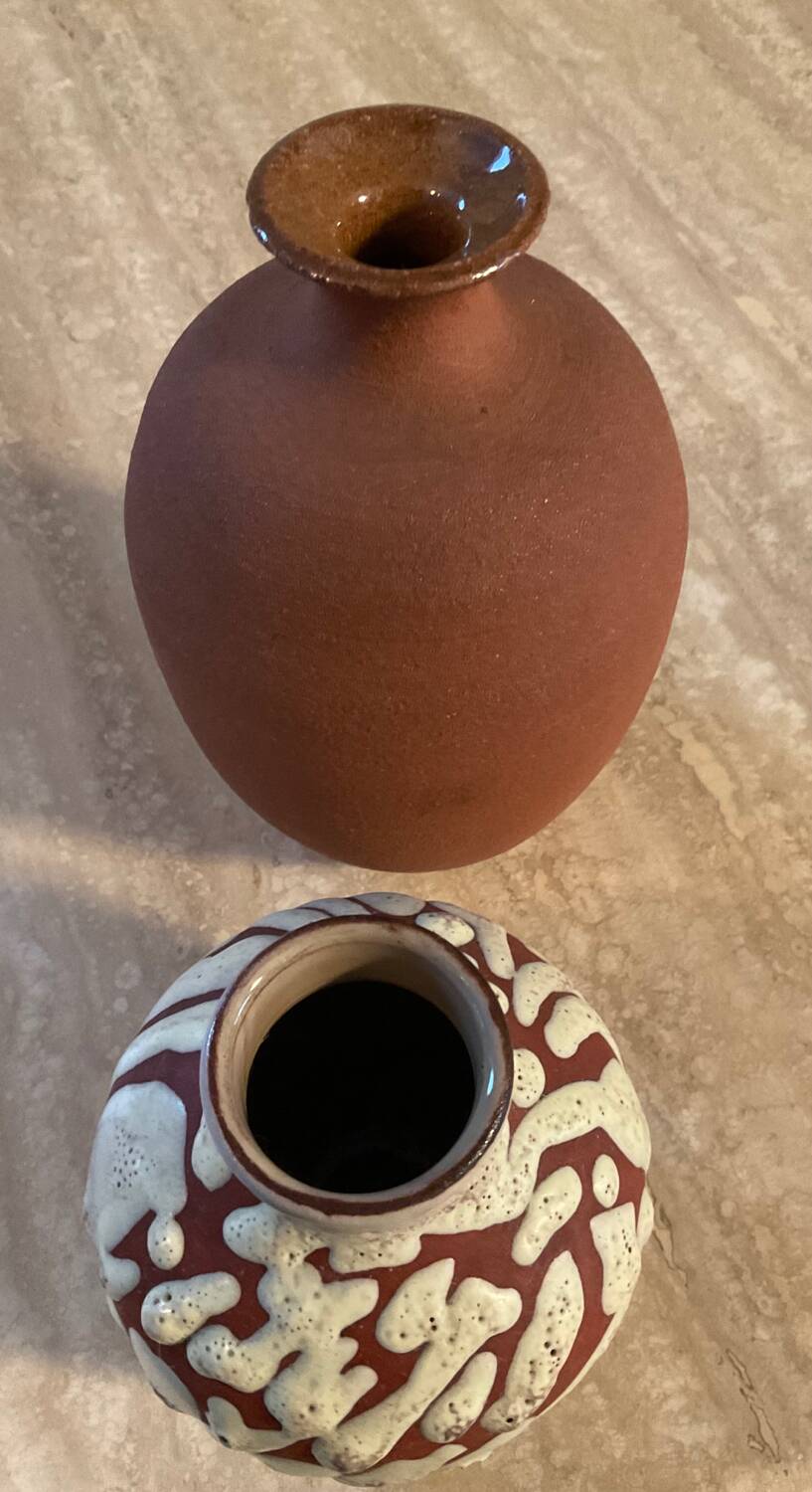 Duo de vases vintage en terre cuite