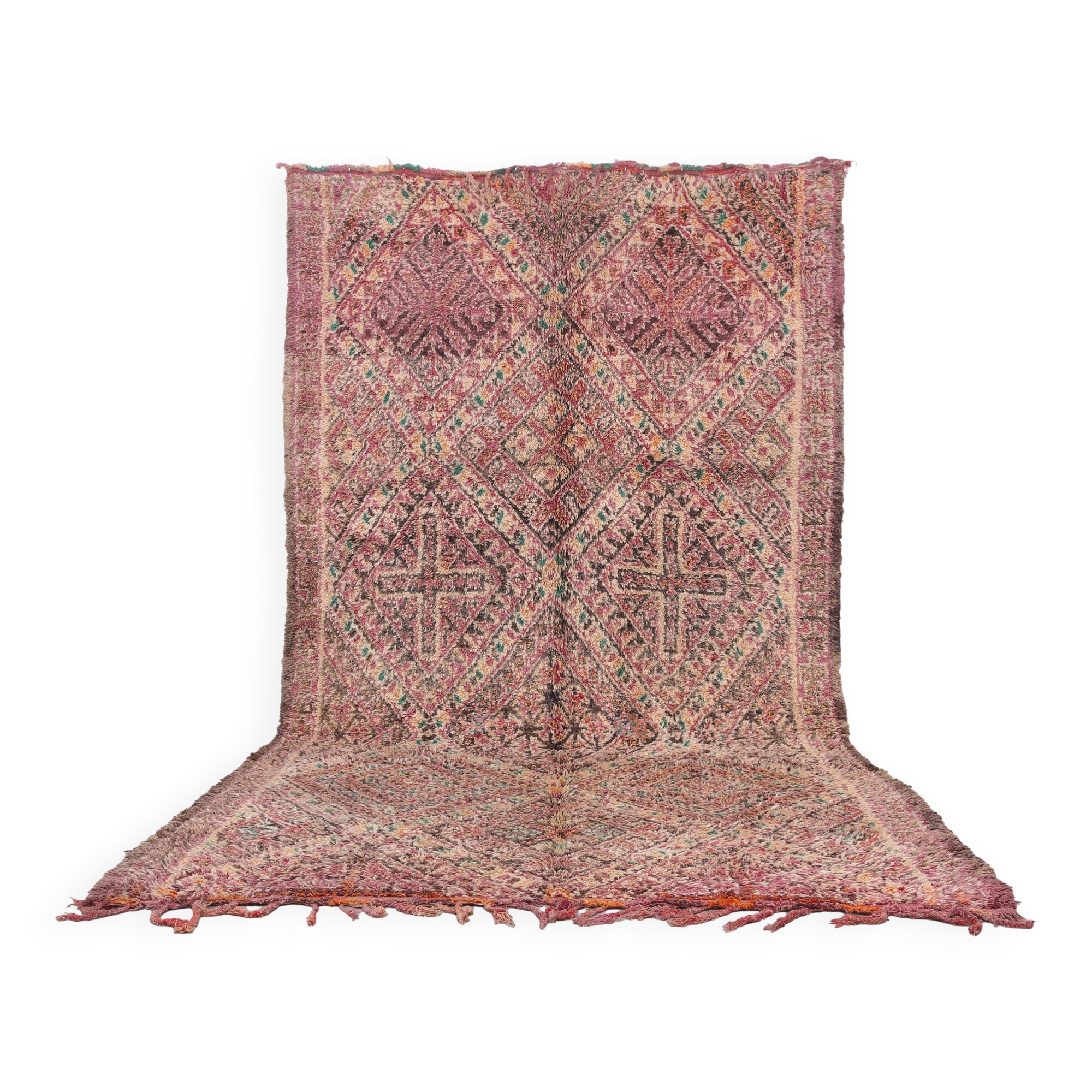 Tapis en laine marocain vintage 200 x 358 cm - Tapis berbère fait main rare - Antique