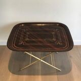 Beautiful table with a brass top and painted sheet metal