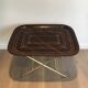 Beautiful table with a brass top and painted sheet metal