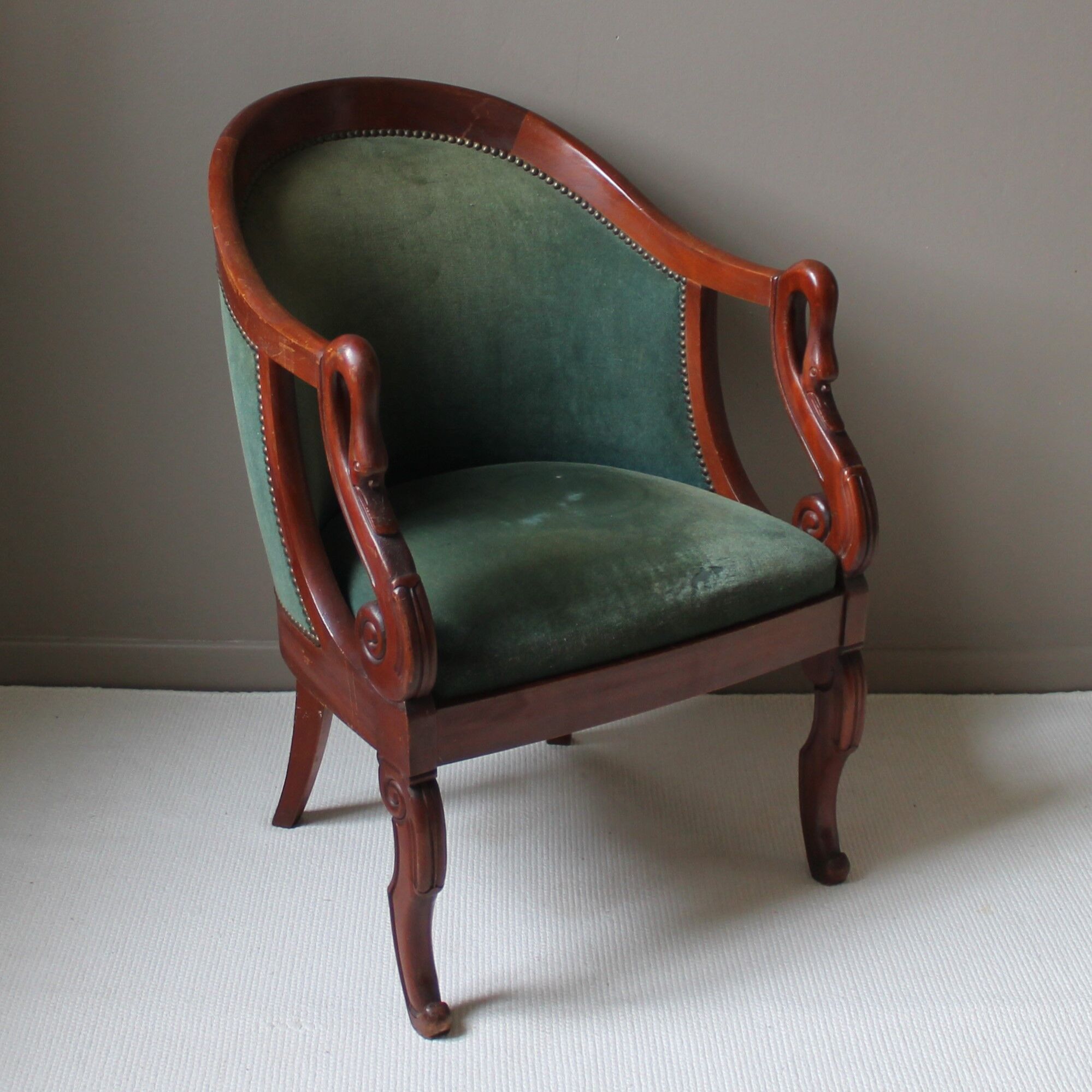 Bergère style restauration en acajou