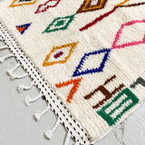 Moroccan berber carpet azilal ecru with multicolored patterns 180x101cm