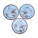 Three Fontanges Sarreguemines flat plates