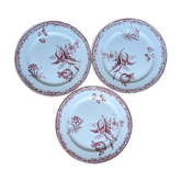 Trois assiettes plates Fontanges Sarreguemines