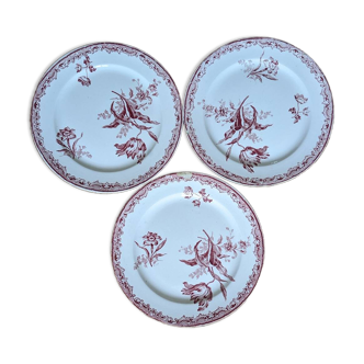 Three Fontanges Sarreguemines flat plates