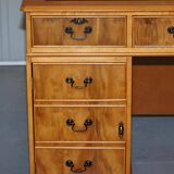 Vintage satin wood partner desk with leather top.