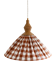 "Olga" pleated pendant light in terracotta check fabric and turned wood finish