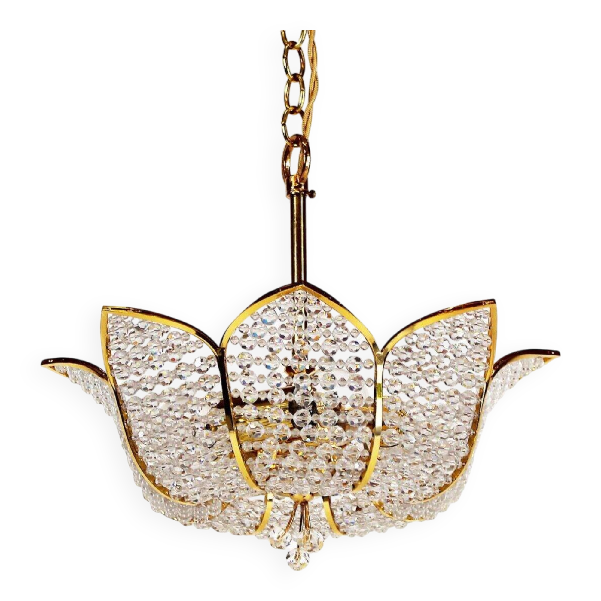 Medium sized crystal glass ‘Tole’ chandelier light by Palwa, Germany 1970’s