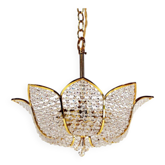 Lustre en cristal de taille moyenne « Tole » de Palwa, Allemagne, années 1970