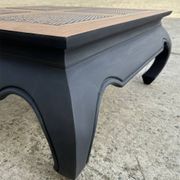 Table basse à opium carrée, en teck massif, pieds éléphant
