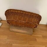Vintage brown wicker baguette basket - long and rectangular