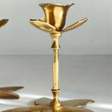 Pair of VINTAGE solid BRASS Flower CANDLE HOLDERS