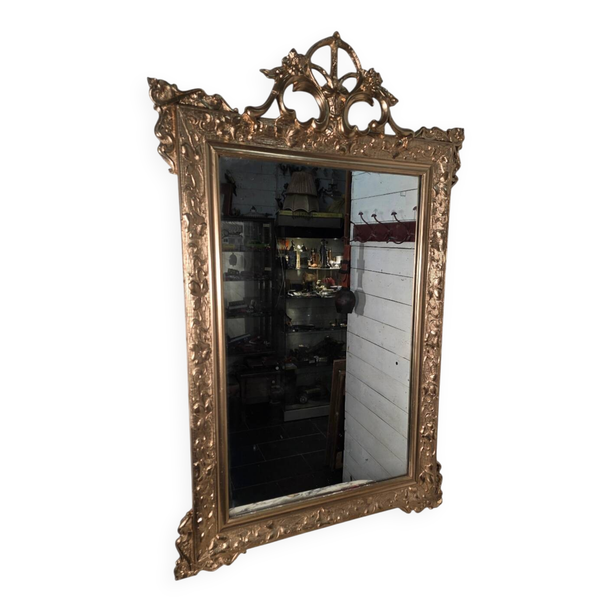 Antique Art Nouveau gilded mirror, 138cm