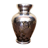 Glass vase with silver overlay