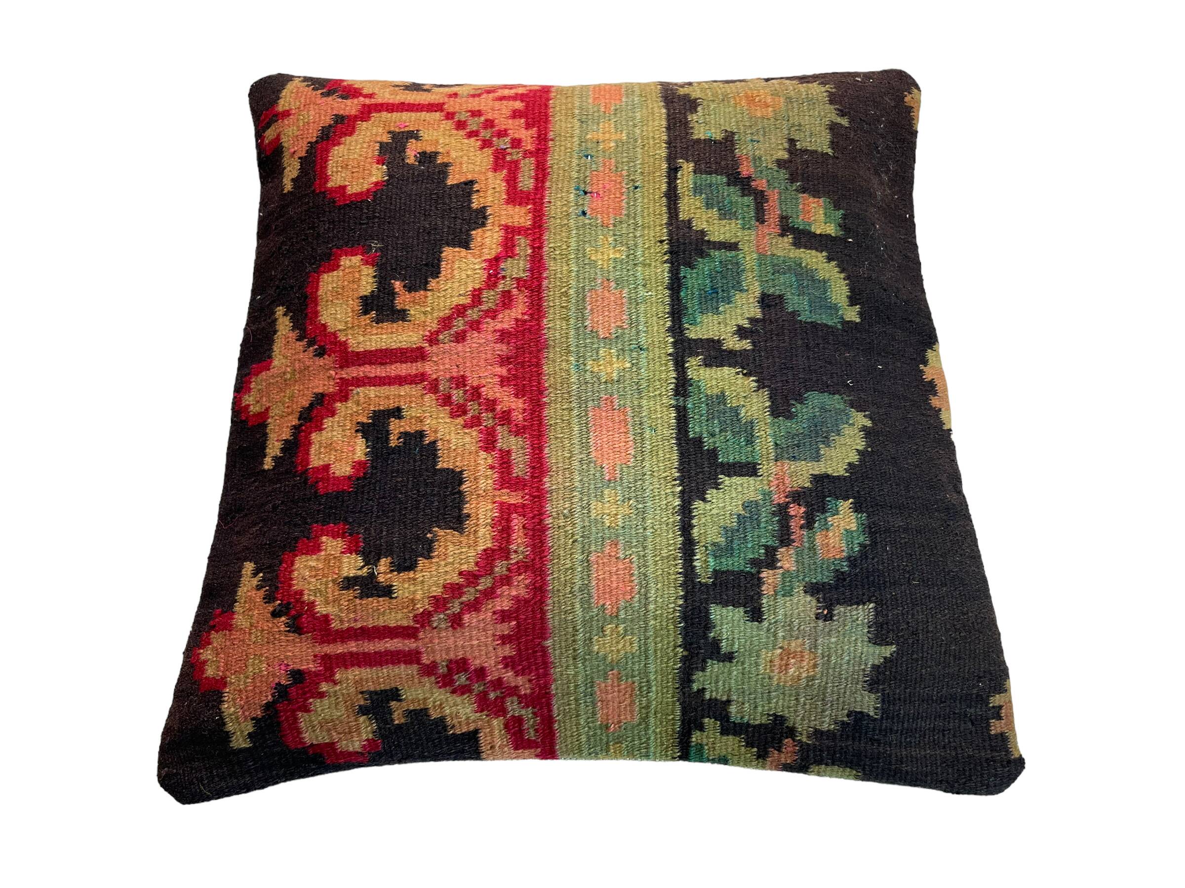 Vintage turkish kilim cushion cover , 40 x 40 cm