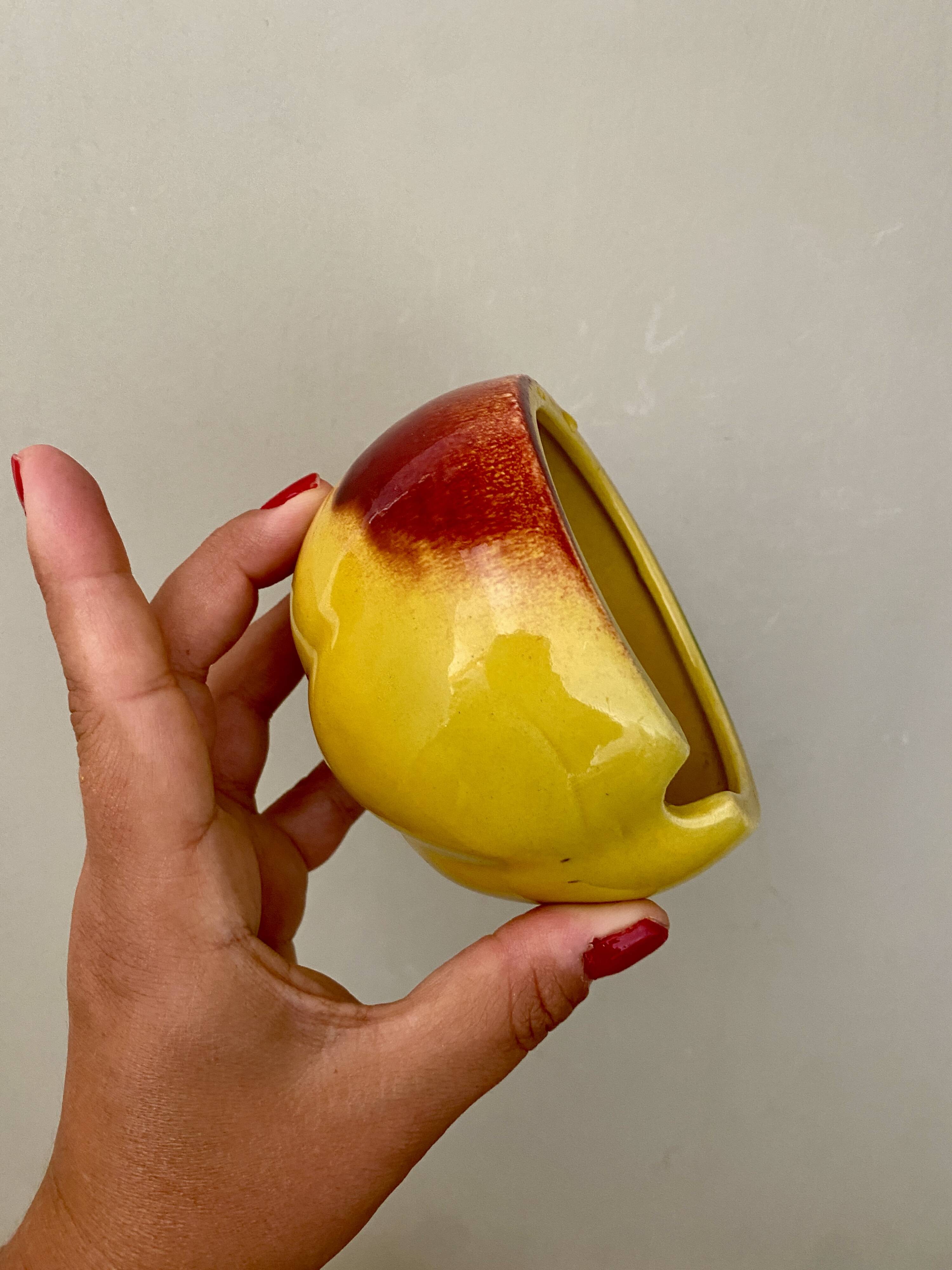 Mustard pot or jam pot in apple slip