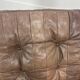 Living room sofa and brutalist armchairs in leather and wood, 70s, chalet style