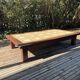 Large vintage 1960s oak and ceramic coffee table.